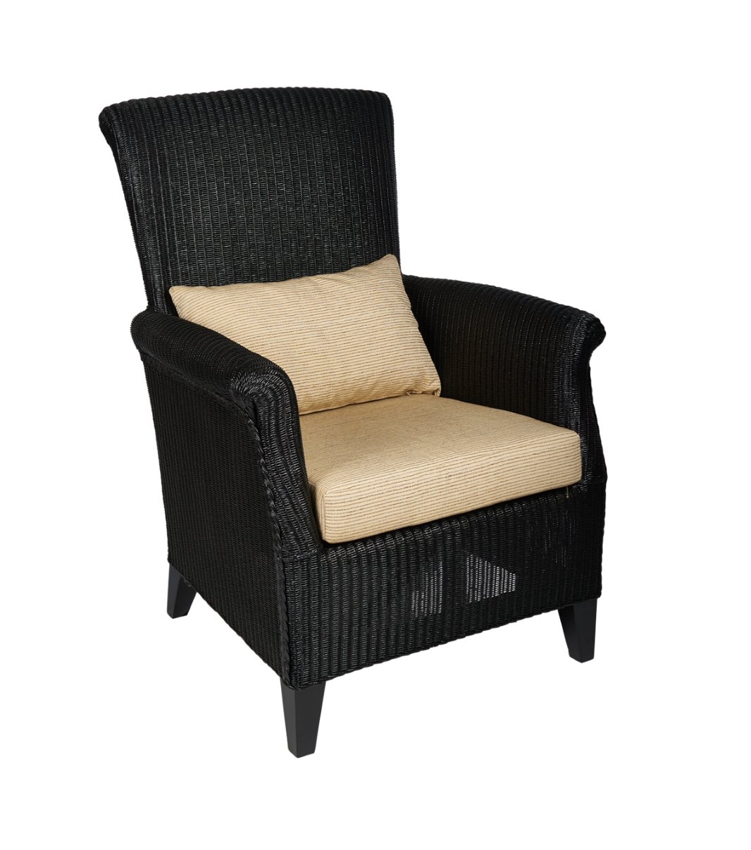 Speels Dempsey Kijkgat Lloyd loom fauteuil Porto - kleur zwart - Lloyd loom winkel